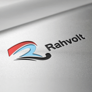 Макросйомка преміального логотипа RahVolt на металевій поверхні