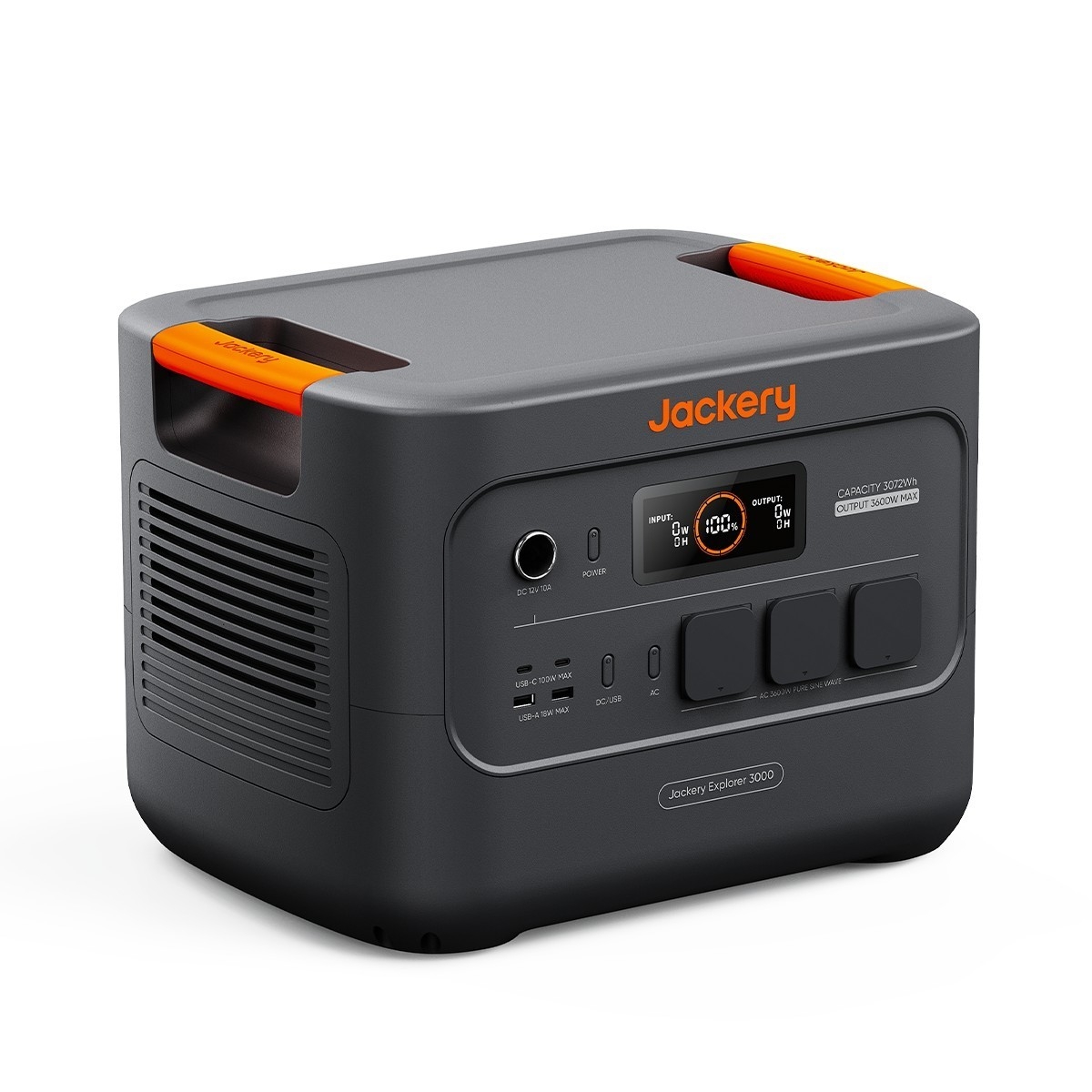Посилені ручки перенесення та вентиляція — Jackery Explorer 3000 V2 Вигляд корпусу Jackery Explorer 3000 V2 збоку із посиленими інтегрованими ручками перенесення
