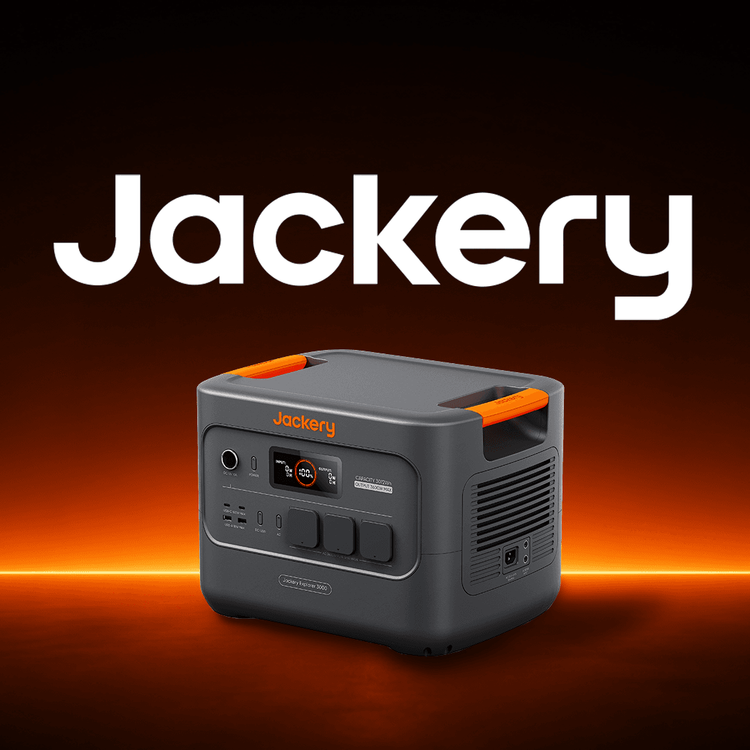 Головний промо-банер бренду Jackery — портативні зарядні станції для будинку та бізнесу